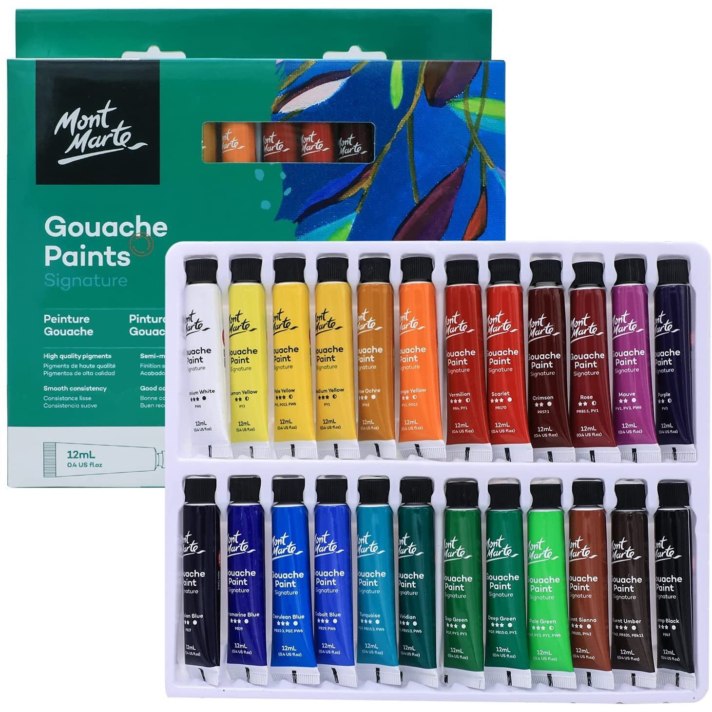 Mont Marte Gouache 24Pc X 12 Millilitres, Multicolour
