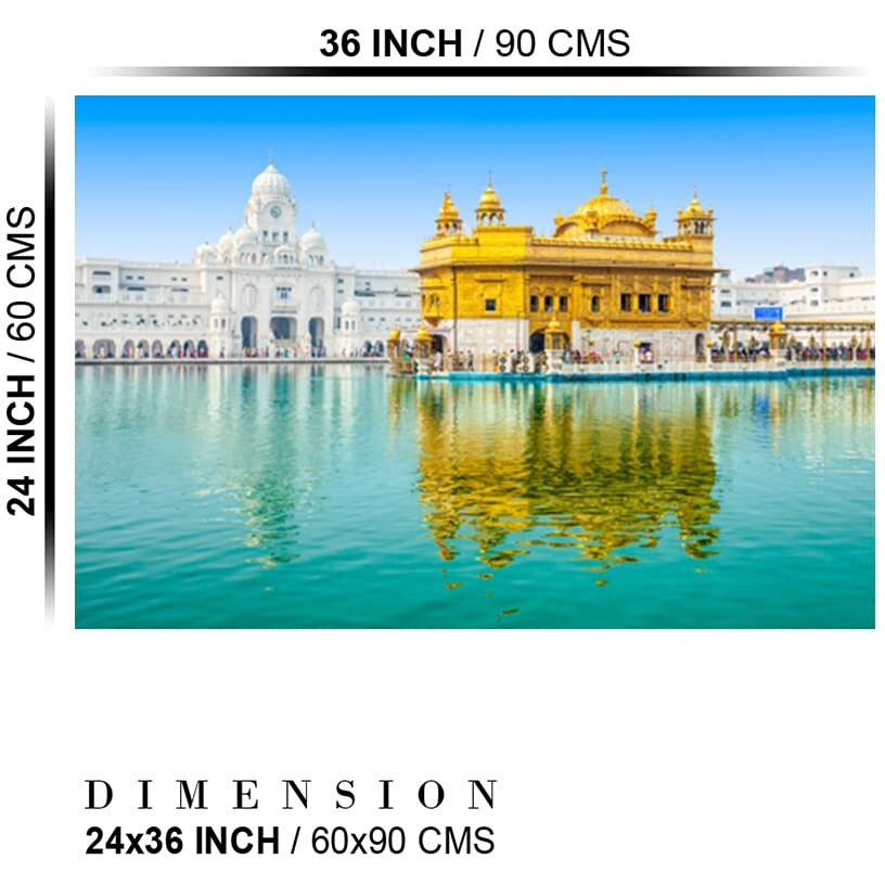 Dharvika Innovations Golden Temple, Amritsar Sparkle Coated Self Adhesive Waterproof Painting Vinyl Poster Without Frame (24 X 36 I (Design 2)