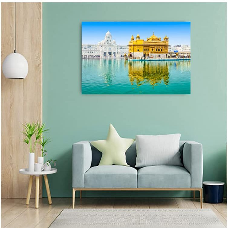 Dharvika Innovations Golden Temple, Amritsar Sparkle Coated Self Adhesive Waterproof Painting Vinyl Poster Without Frame (24 X 36 I (Design 2)