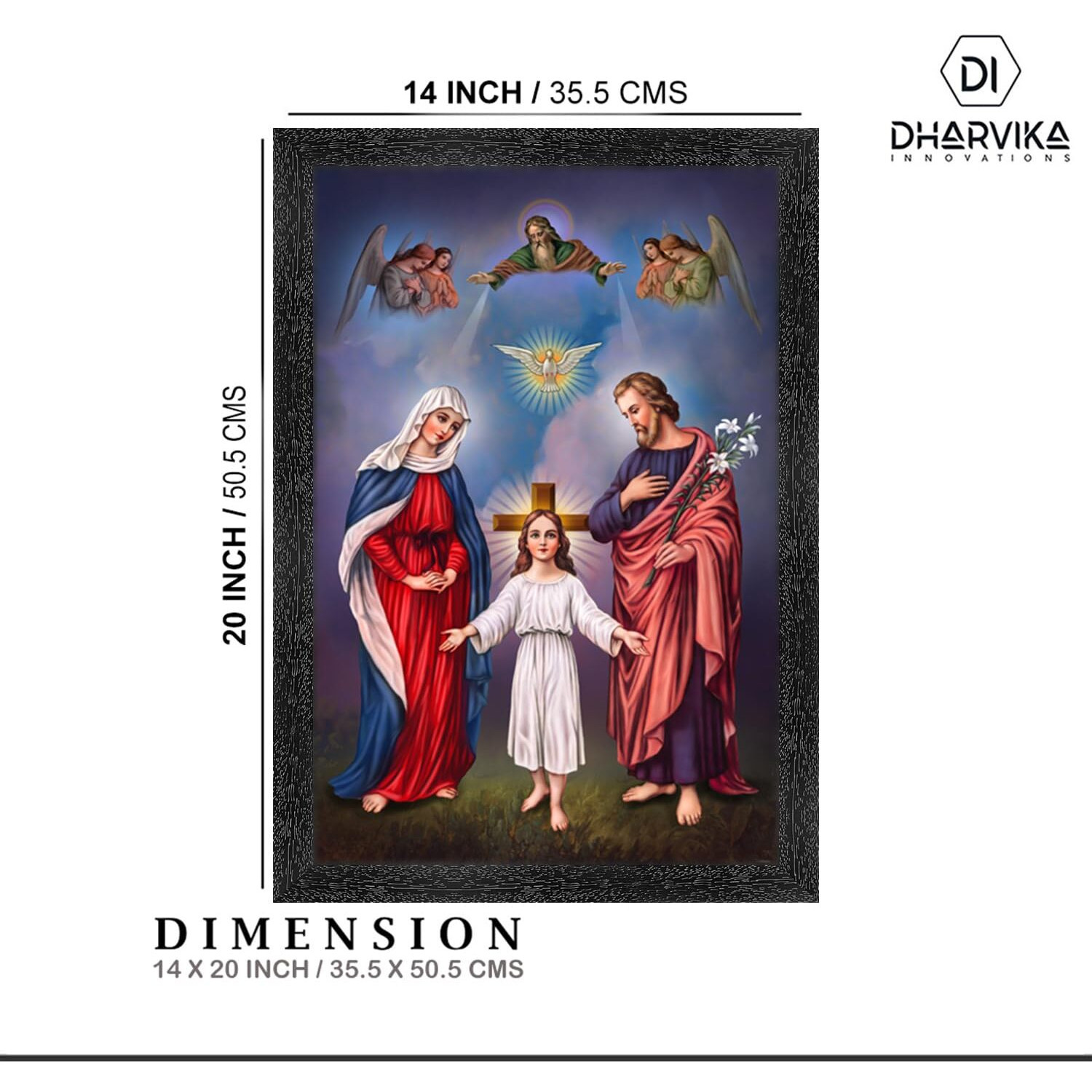 Dharvika Innovations Jesus Christ Paintings For Living Room, Jesus Christ Painting Wall Decoration, Jesus Christ Photo Frame For Wall Decoration 2318 (14X20 Inch) Black