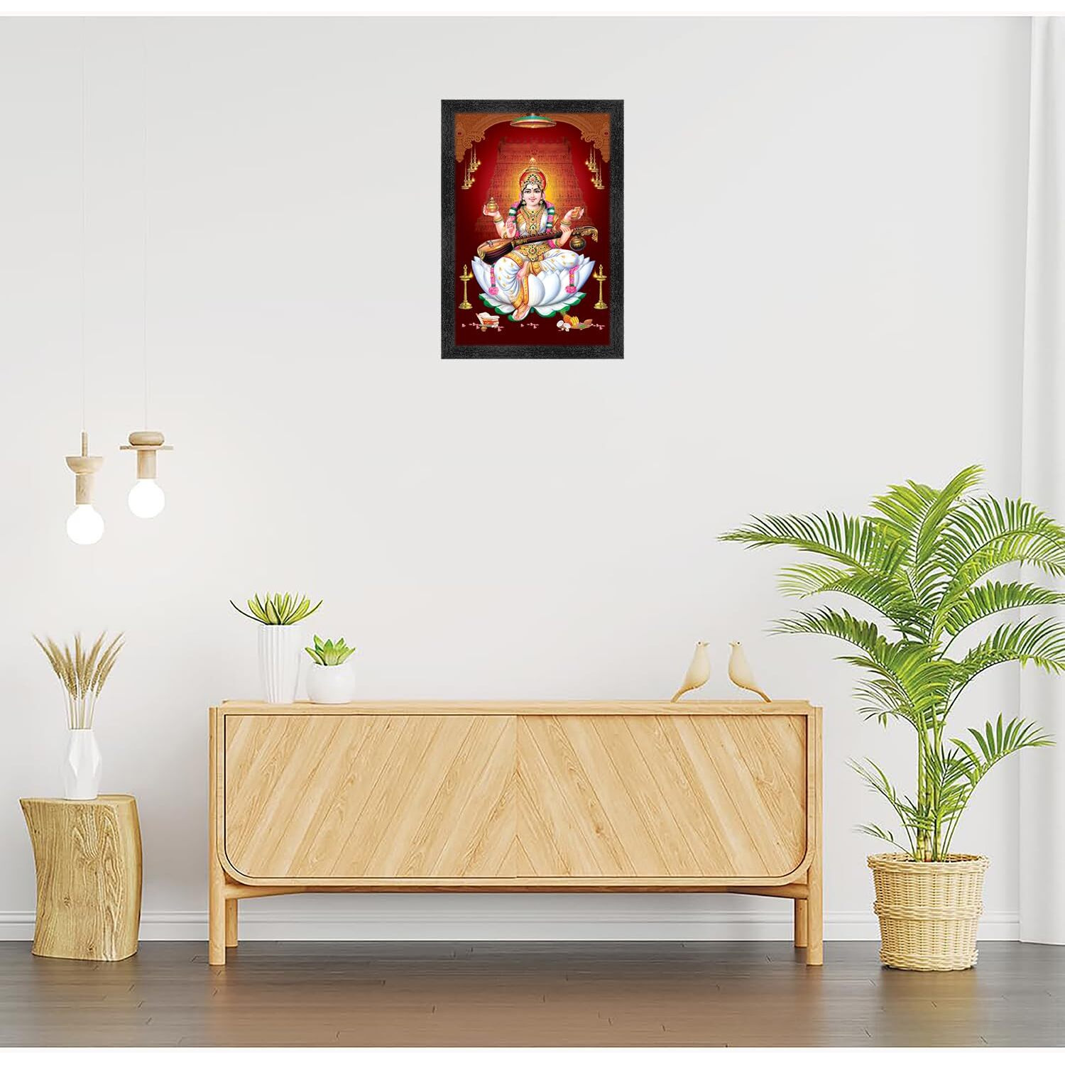 Dharvika Innovations Saraswati Maa Photo Frame Big Size/Maa Saraswati Photo With Frame/Saraswati Mata Photo Frame - (14X20 Inch, Design 3)