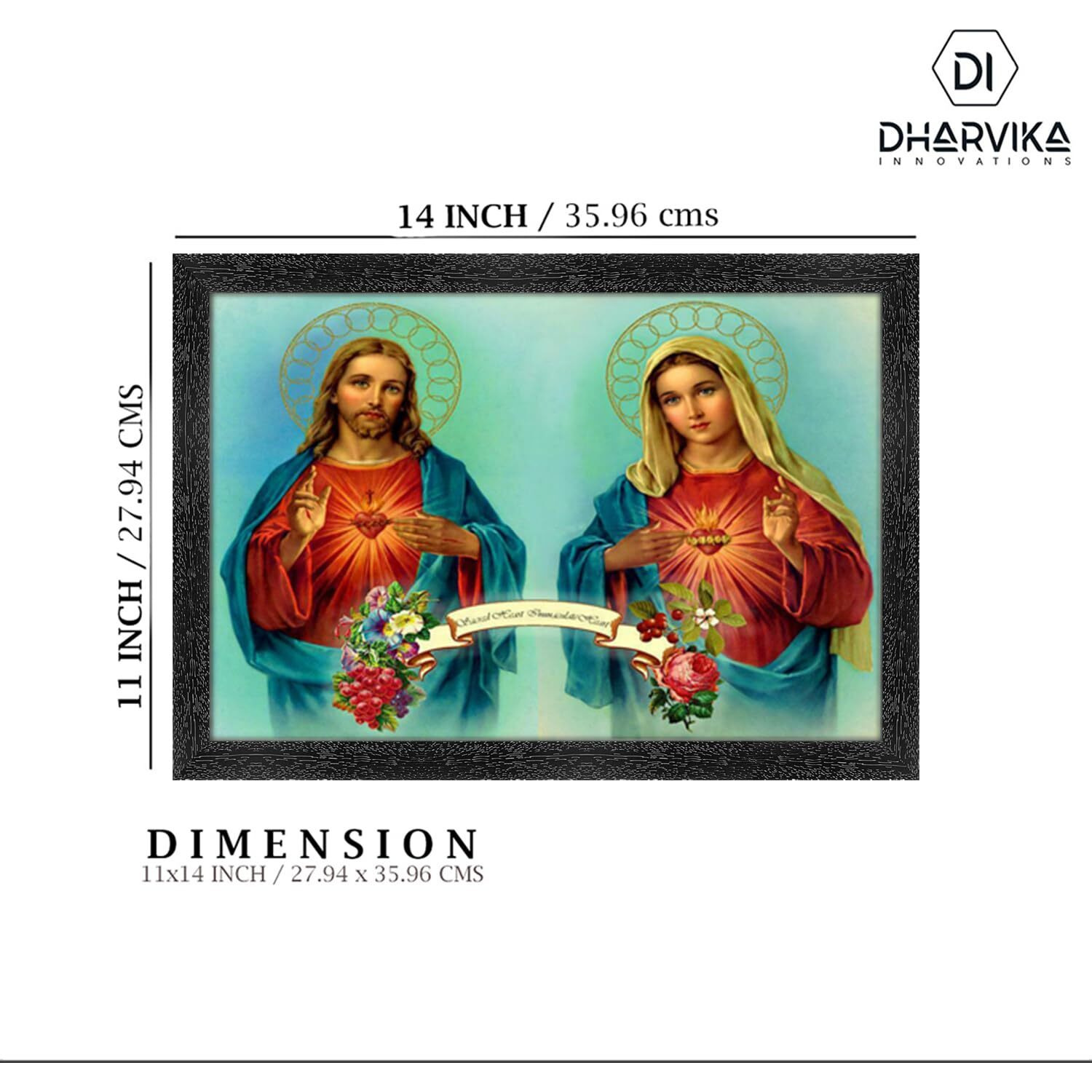 Dharvika Innovations Jesus Christ Paintings For Living Room, Jesus Christ Painting Wall Decoration, Jesus Christ Photo Frame For Wall Decoration 266 (11X14 Inch) Black