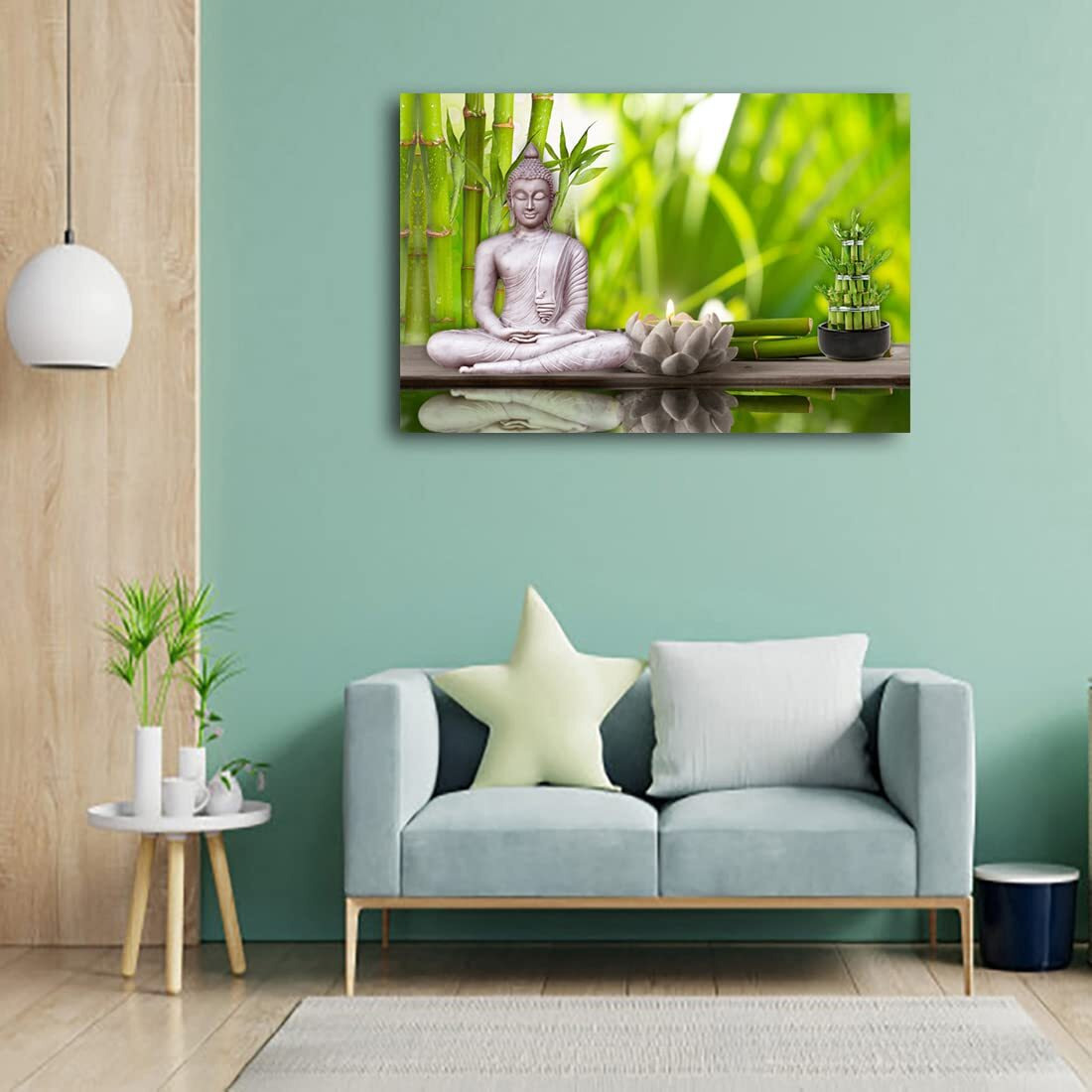 Dharvika Innovations Buddha Poster For Wall Big Size | Buddha Paintings For Living Room Big Size Sparkle Coated Self Adhesive Waterproof Vinyl Poster Without Frame (18 X 24 Inch)