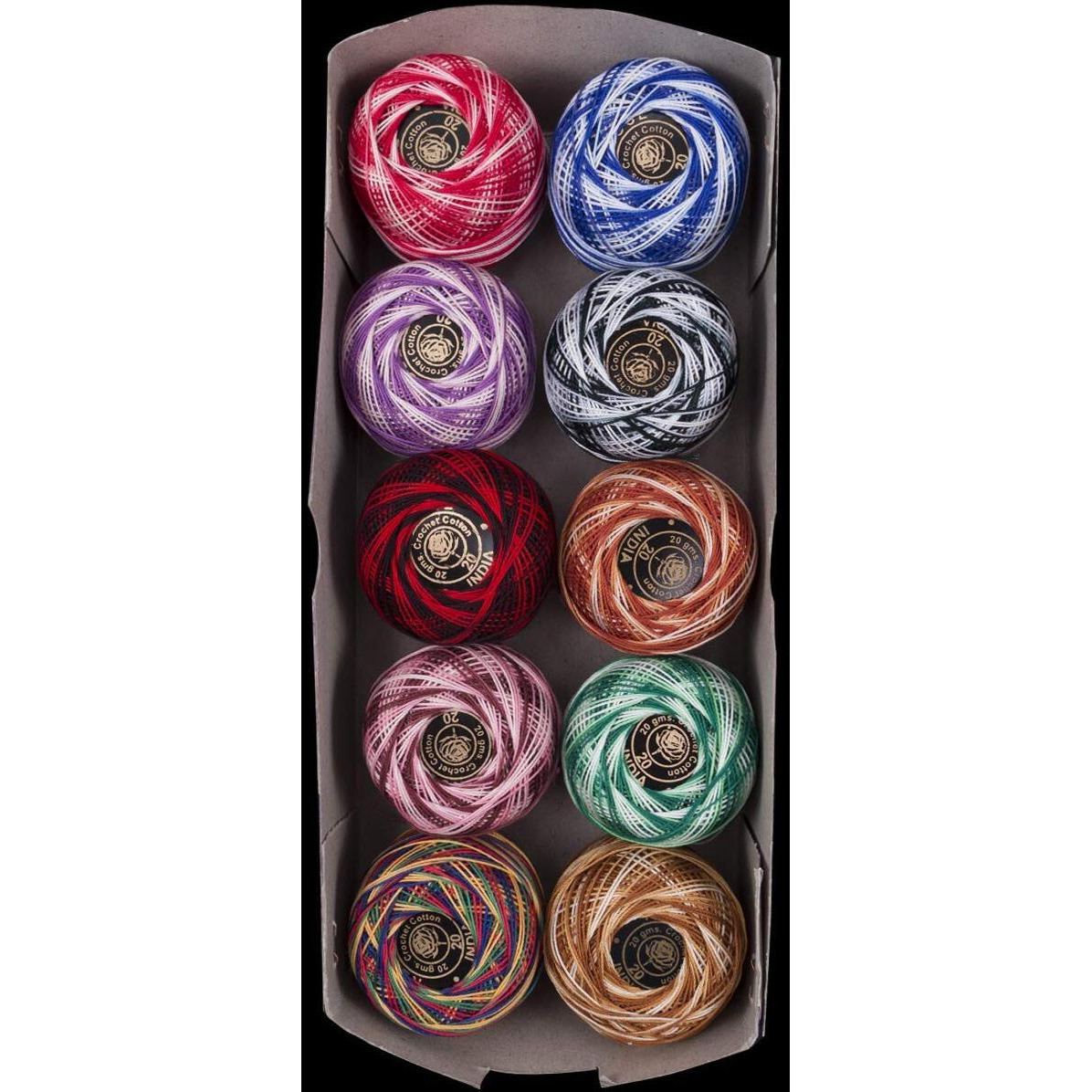 Rsp Quality Bit Embroidery Material Crochet Mercer Cotton Thread Yarn For Knitting And Craft Making (10 Ball, Multicolor)