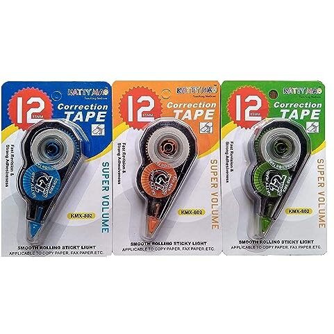 Eclet Correction Tape - Pack Of 2 Pcs Correction Tape 18 Meter X 5 Mm, For Journal, Correction Pen, Whitener For Correction, Stationary Items, Correction Pen Tape (Any 2 Random Color Sent) E