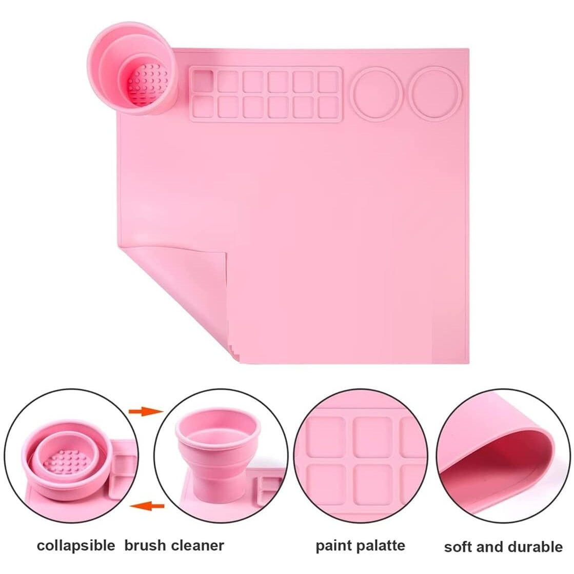 Shopping Mart Large Silicone Painting Mat With Cup Graffiti Drawing Board Kids Oil Painting Clay Mat 15Inches X 17Inches, Pink Color