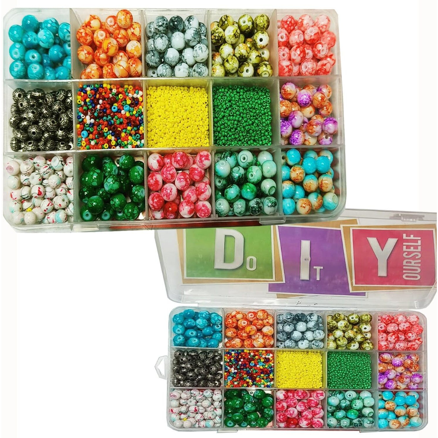 Diy Crafts Unssorted Beads Large Hole Lampwork Spacer Beads Colorful Mixed Kit Beads For Diy Works Necklace Bracelet Jewelry Making Mix Color Style Contain Pcs - (1300)