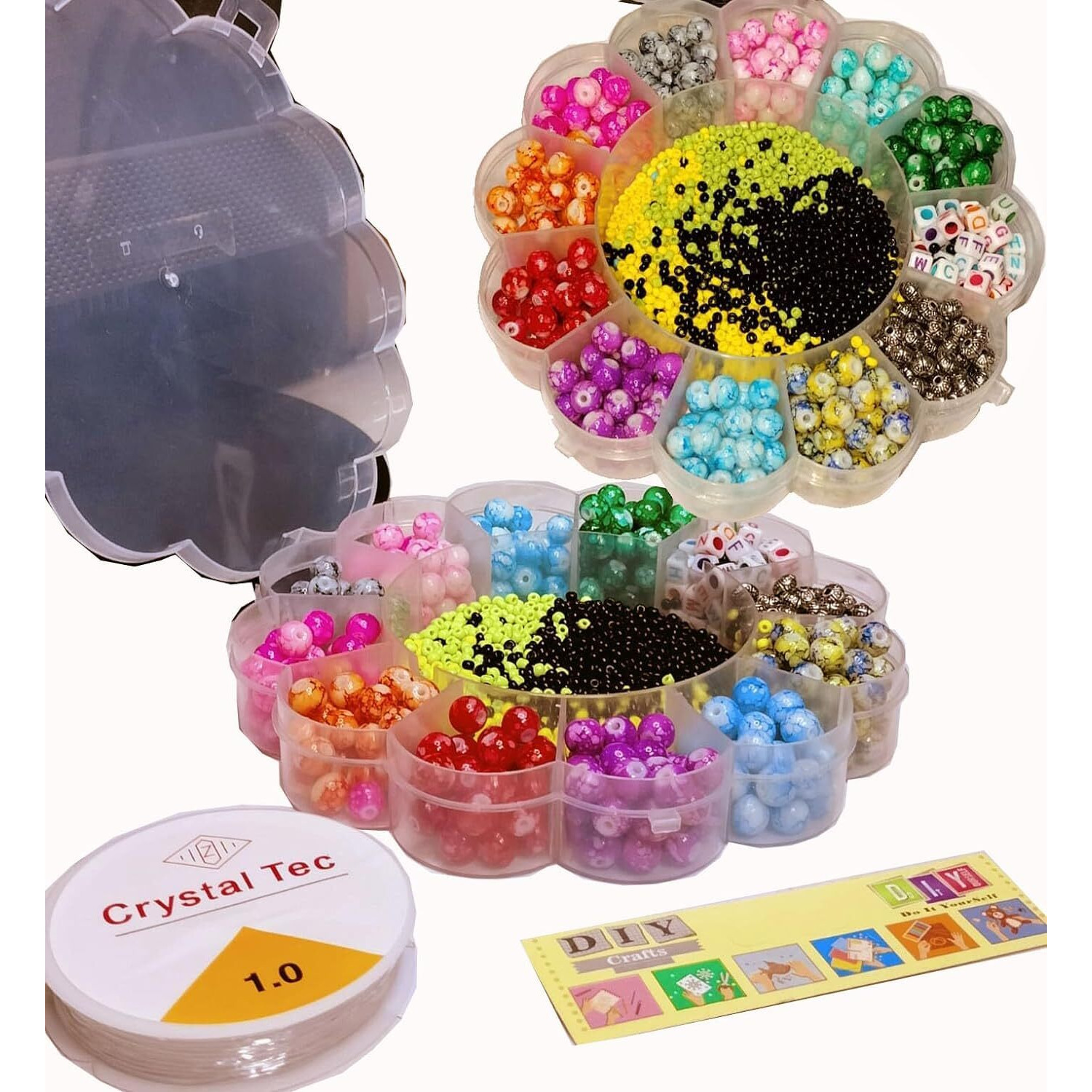 Diy Crafts Unssorted Beads Large Hole Lampwork Spacer Beads Colorful Mixed Kit Beads For Diy Works Necklace Bracelet Jewelry Making Mix Color Style Contain Pcs - (1300)