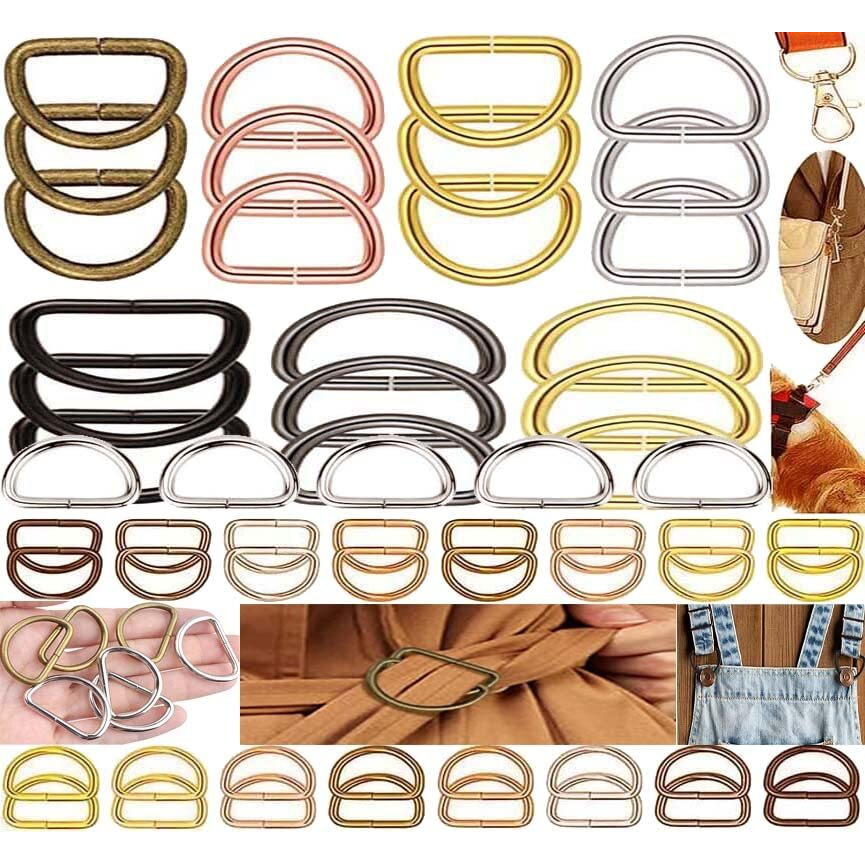 Diy Crafts 5 Pcs, Antique Gold, Metal D Rings Heavy-Duty D Ring For Sewing Keychains Belts And Dog Leash Accessories Jewellry, Bags, Wallets And Lug(5 Pcs, Antique Gold)