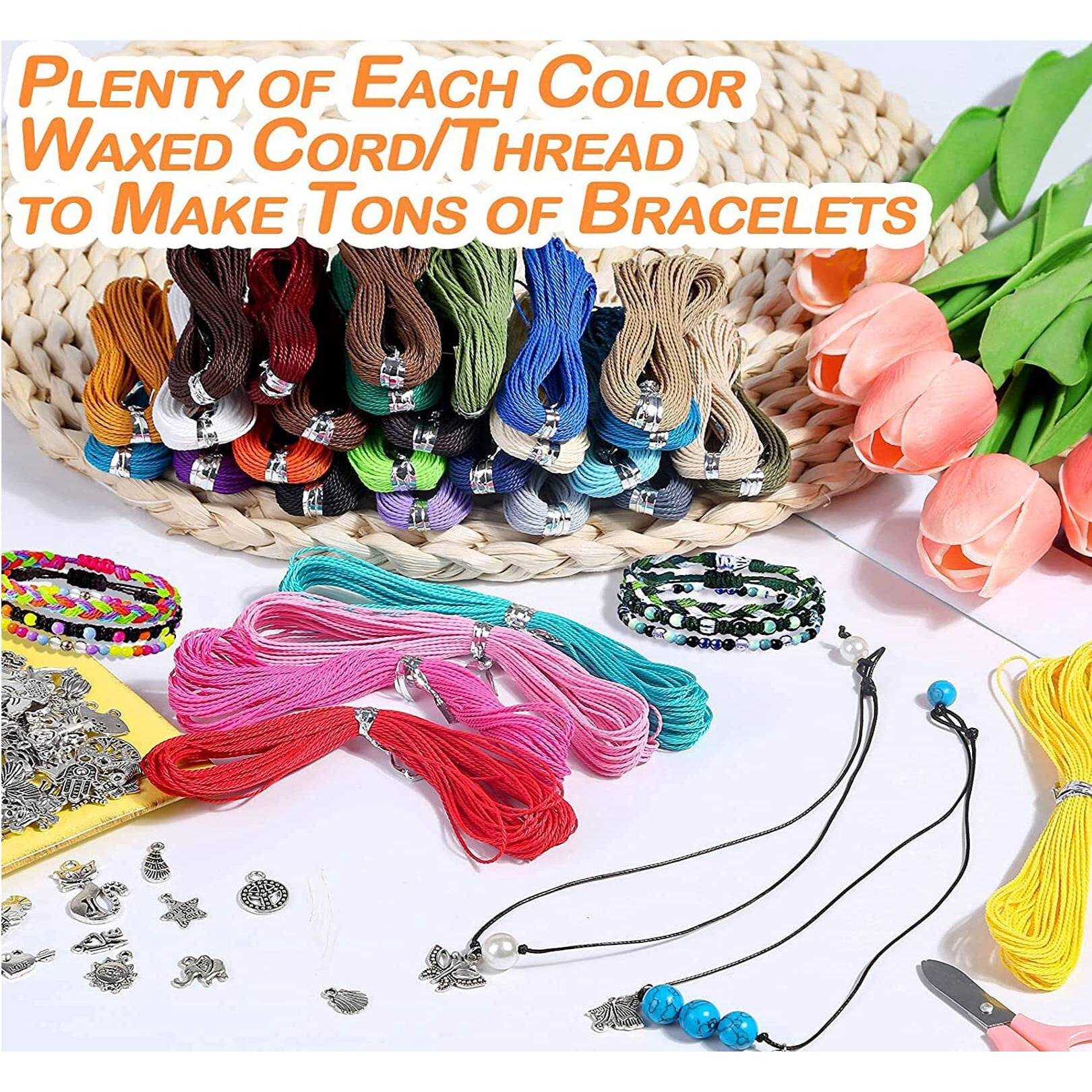 Diy Crafts 12 Mtr, Mixed Colour, Colors 1-30 Yards Waxed Polyester Cord Thread Beading String For Bracelet Necklace Jewelry Diy Craft M(12 Mtr, Mixed Colour)