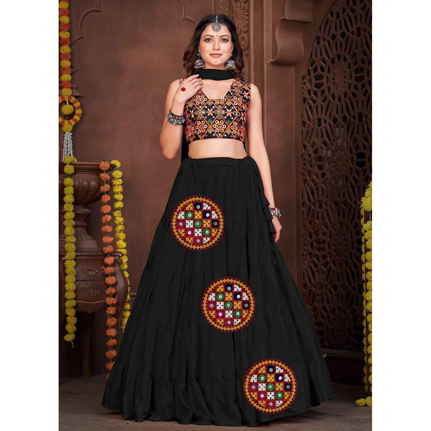 Foliam Navratri Traditional Patch With Multi Color For Bridal Lehenga Chaniya Choli & Blouse, Bags, Craft Material Etc (Set Of 6) (Design -8)