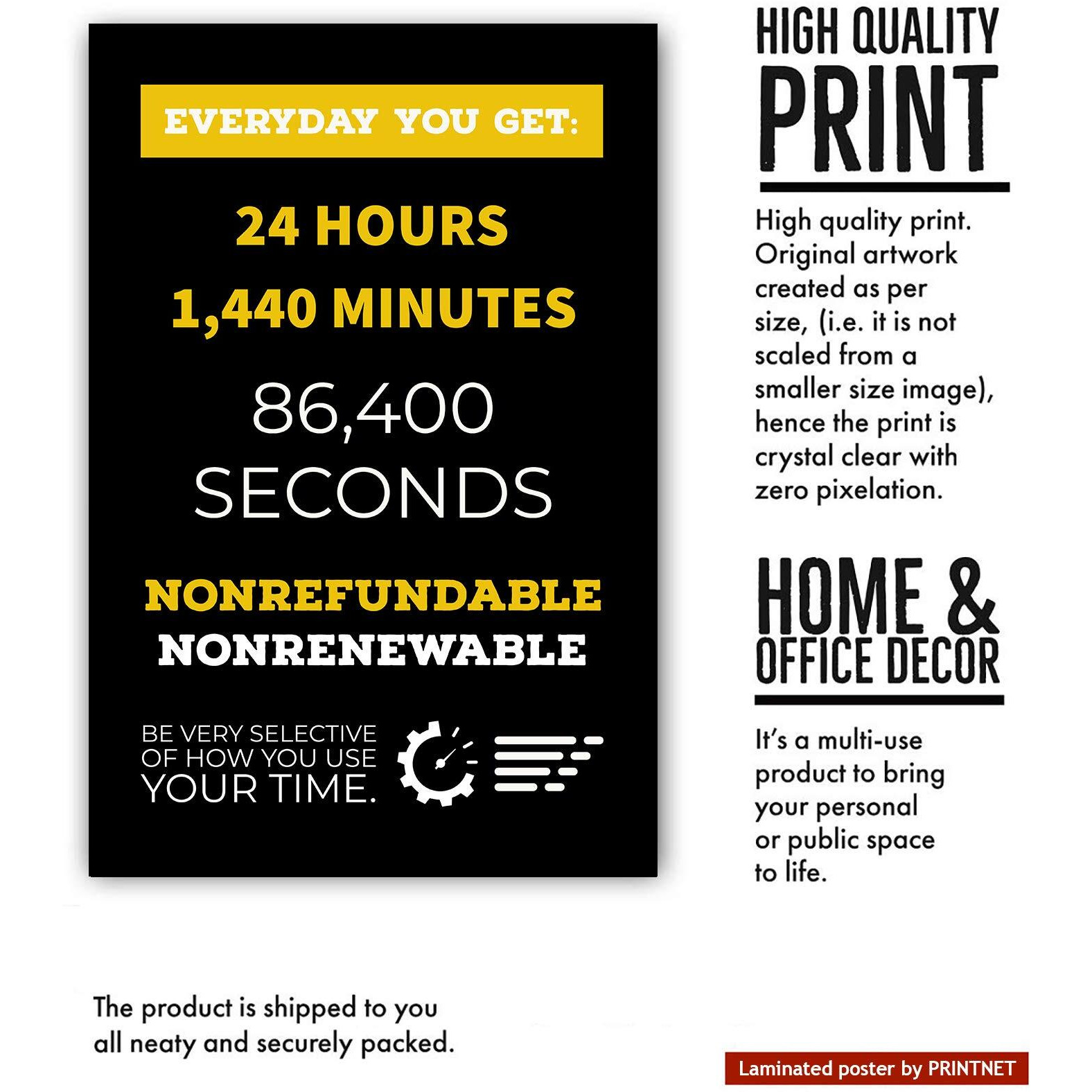 Printnet Value Of Time Motivational Poster For Wall, Room Or Office (Unframed, 12 X 18 Inches, Multicolour)