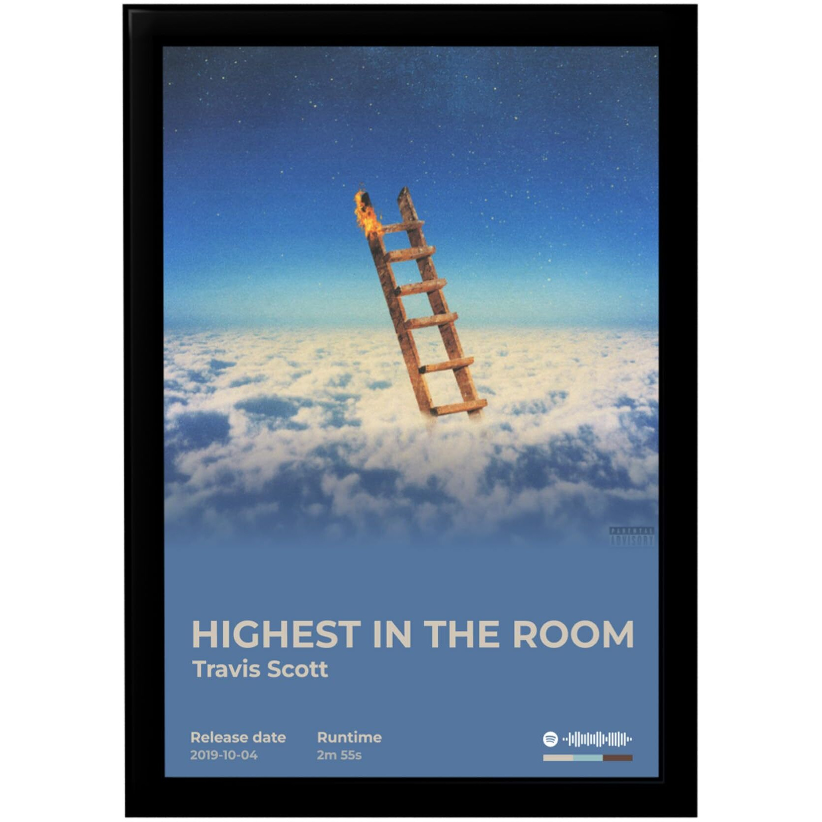 Blinkart Travis Scott(Highest In The Room) Popular Music Album Hanging Wall Photo Frames (13X10) Inch Decoration For Home Bedroom Living Room Aesthetics Artworks Spotify Song Link Qr Code With Frame