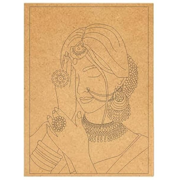 Sure Laser Cut Mdf Wood Design Bride Pattern On Diy Card Drawing Diy Cutout For Arts And Crafts Purpose,Home Decor,Lippan Art Decoration. (1)