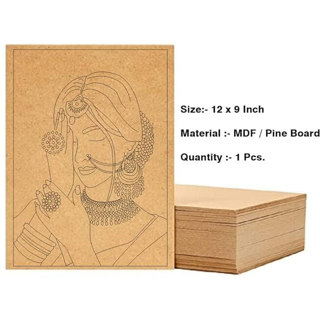 Sure Laser Cut Mdf Wood Design Bride Pattern On Diy Card Drawing Diy Cutout For Arts And Crafts Purpose,Home Decor,Lippan Art Decoration. (1)