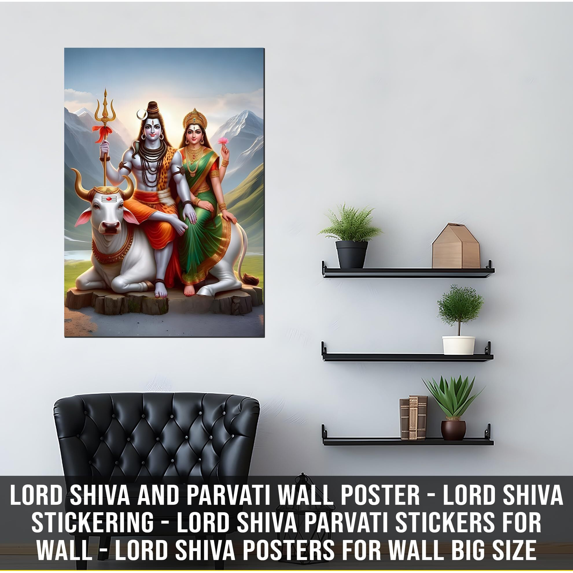 Lord Shiva And Parvati Wall Poster | Lord Shiva Stickering | Lord Shiva Parvati Stickers For Wall | Lord Shiva Posters For Wall Big Size | Room Poster Shiva | Lord Shiva Posters For Room Decoration
