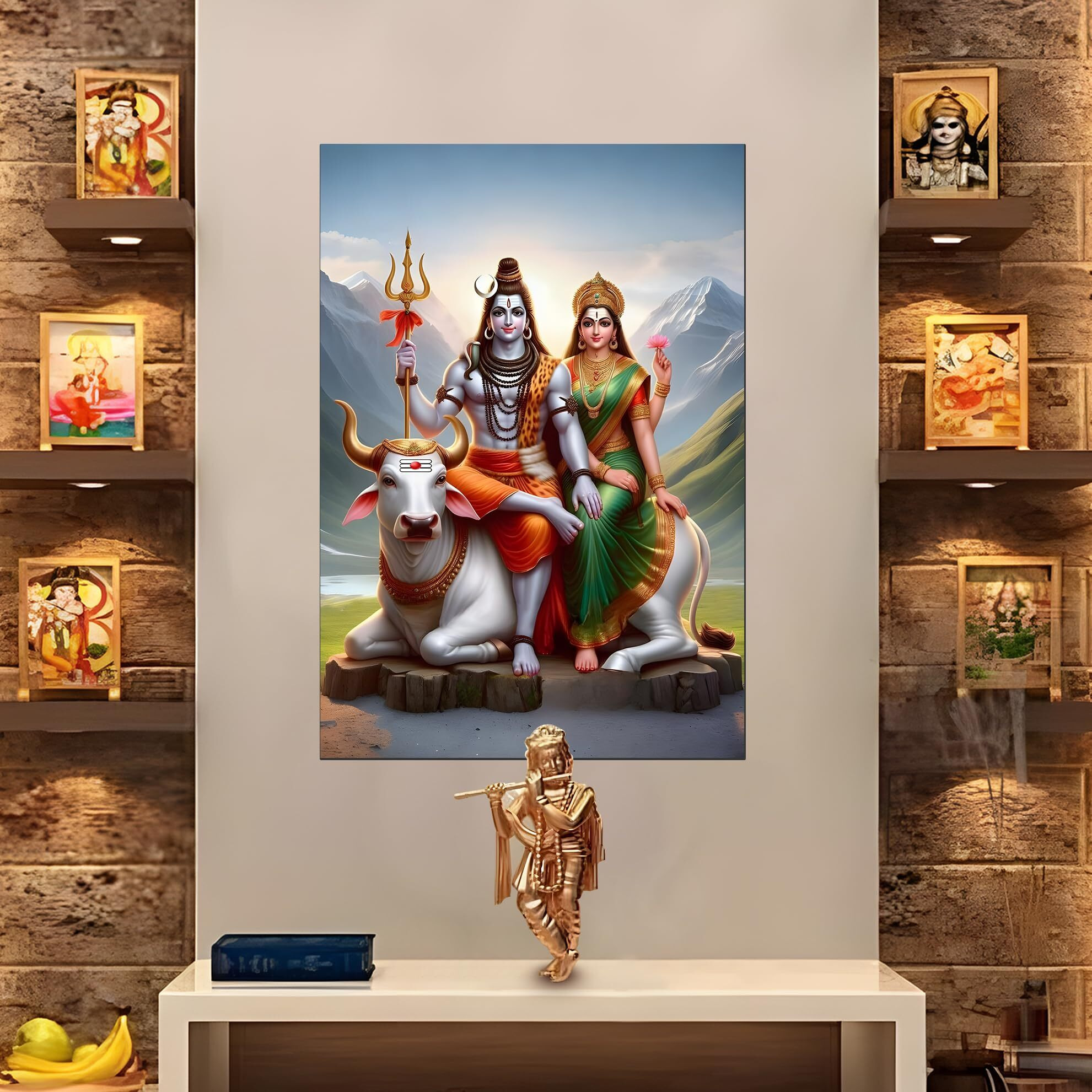 Lord Shiva And Parvati Wall Poster | Lord Shiva Stickering | Lord Shiva Parvati Stickers For Wall | Lord Shiva Posters For Wall Big Size | Room Poster Shiva | Lord Shiva Posters For Room Decoration