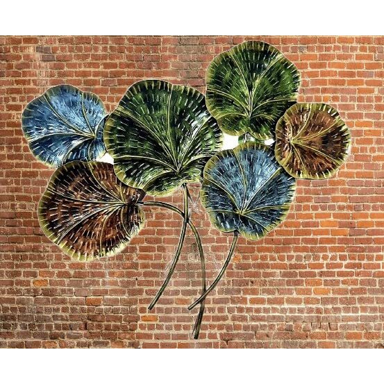 Anshika International 30 Inch Metal Lotus Leaf Handcrafted 3D Wall Art Decor Sculpture Hanging For Living Room|Bedroom|Home Office Decorations