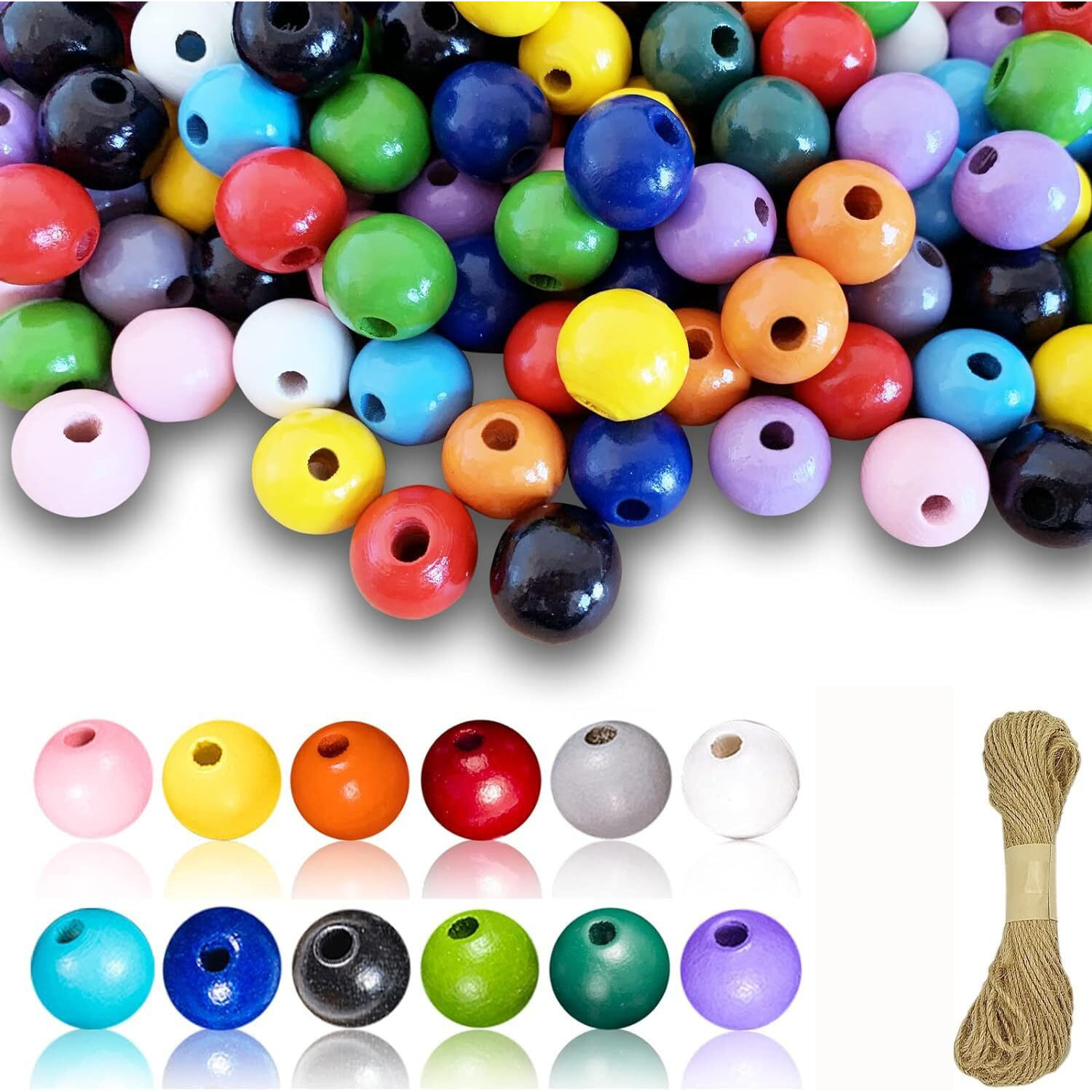 Diy Crafts 130, Mix Beads Set, Include Printed Wooden & Plastic Beads Loose Random Unssorted Natural Wooden & Plastic Bead And Rainbow Color Wooden Beads For Jewelry Making Diy Contain P(130)