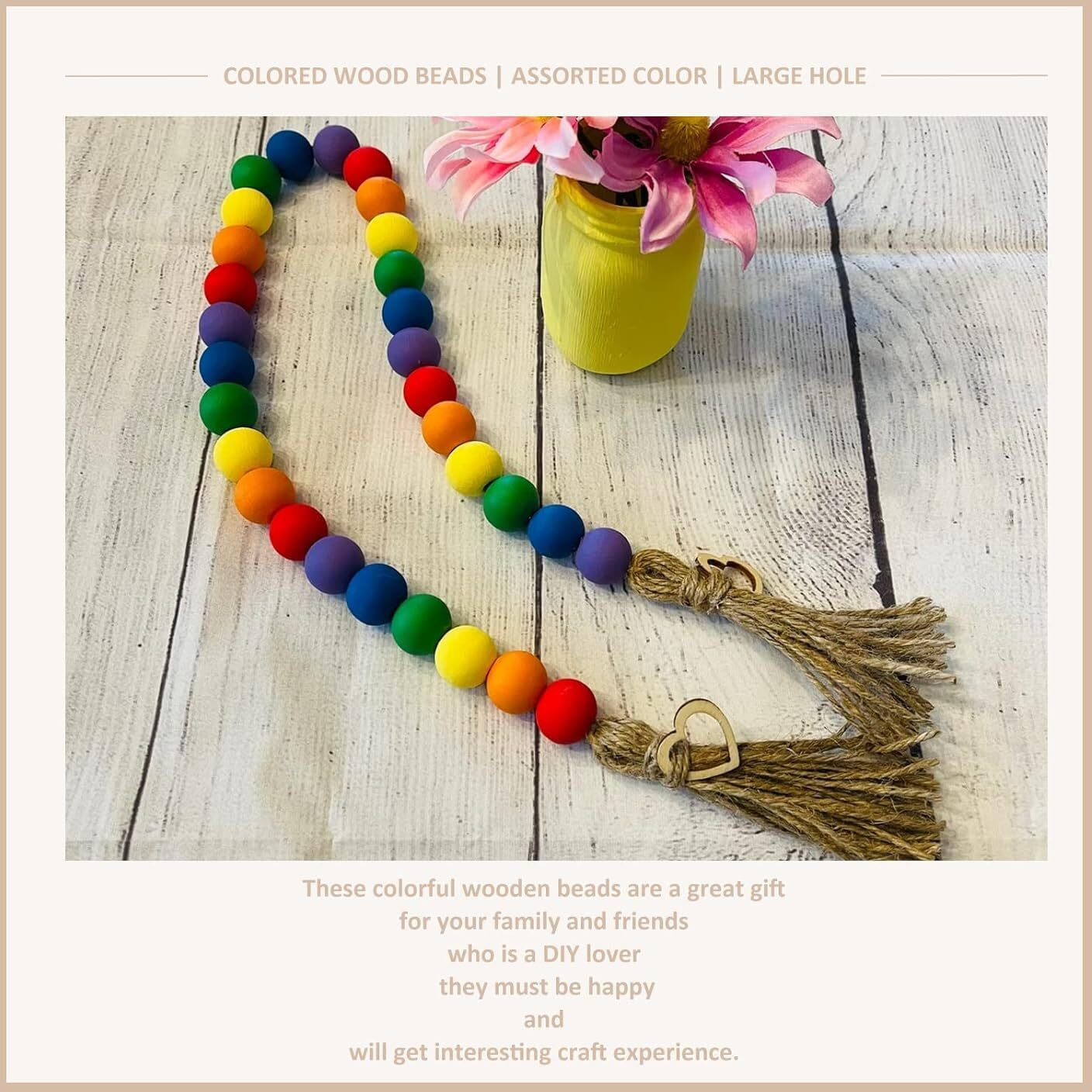 Diy Crafts 130, Mix Beads Set, Include Printed Wooden & Plastic Beads Loose Random Unssorted Natural Wooden & Plastic Bead And Rainbow Color Wooden Beads For Jewelry Making Diy Contain P(130)