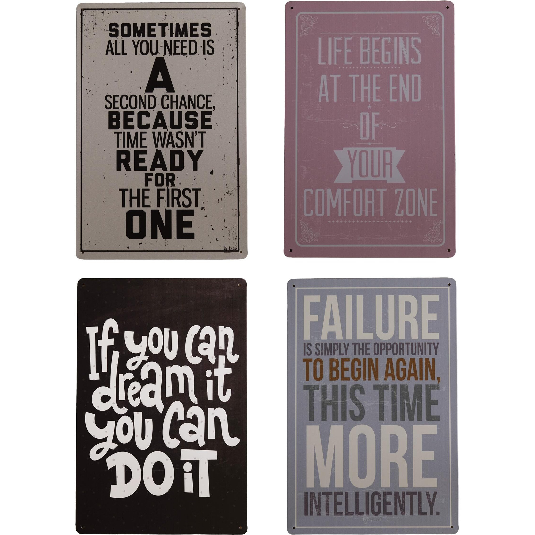 Store2508 Motivational Vintage Metal Tin Sign Poster - Pack Of 4, 30X20 Cm (Set D)