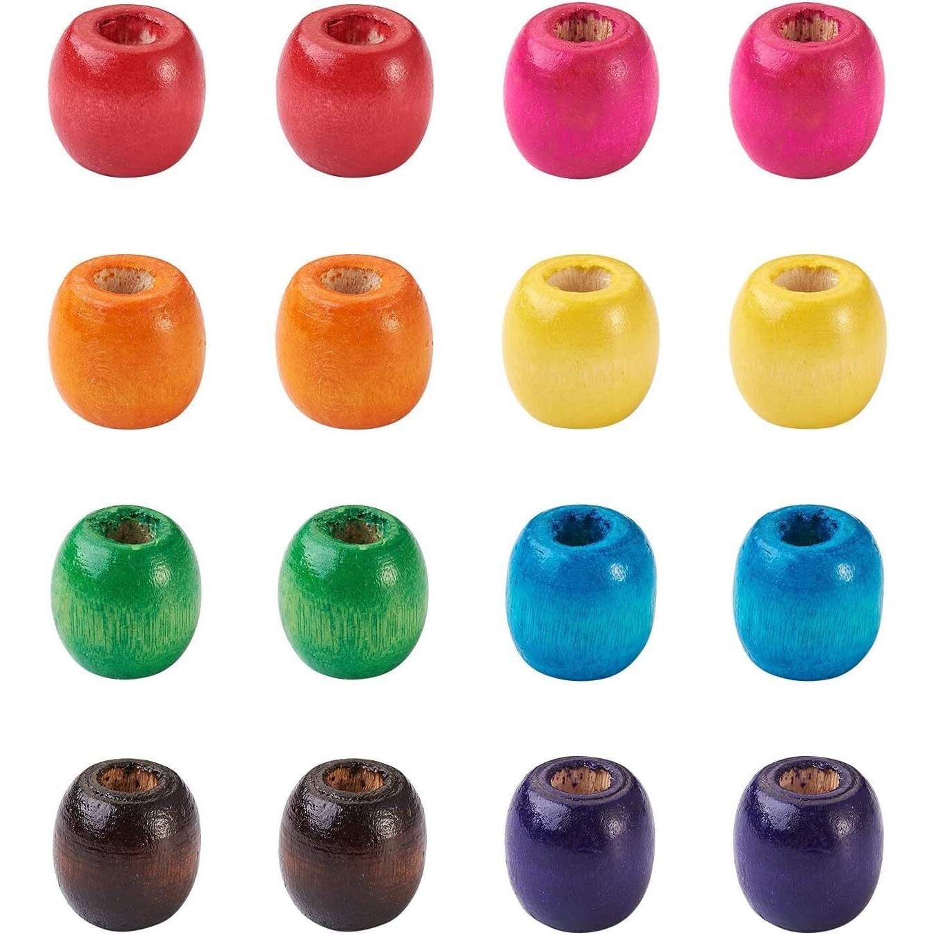 Diy Crafts 130, Large Hole Wooden Barrel Spacer Beads Natural Wood Rondelle Drum Dreadlock Hair Braid Beads For Macrame Jewelry Craft M (130)