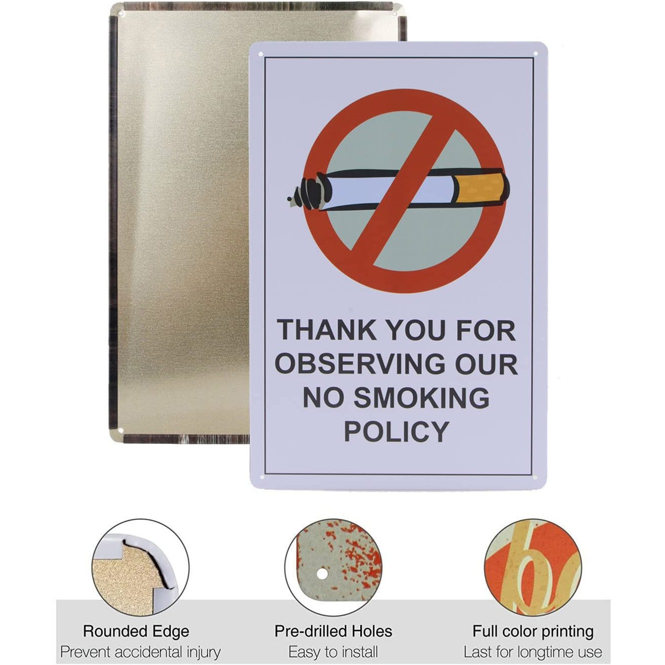Store2508 Vintage Metal Tin Sign Poster  Thank You For Observing Our No Smoking Policy 30X20 Cm