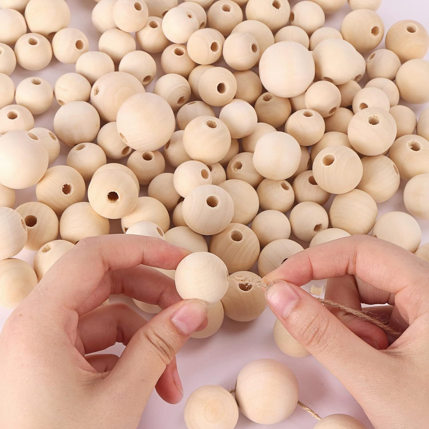 Diy Crafts 260, Wooden Beads Large Size Unfinished Natural Wooden Beads Round Wood Beads Rustic Country Wood Beads For Garland Macrame, Diy Jewelry Making, Farmhouse Decor (260)