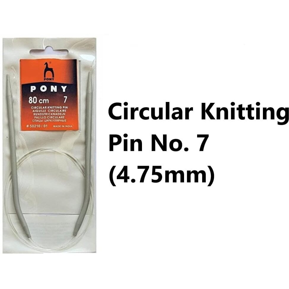 Ginroo Aluminium Circular Knitting Pin 80Cm (No.-7),Neck Needles (Set Of 4)
