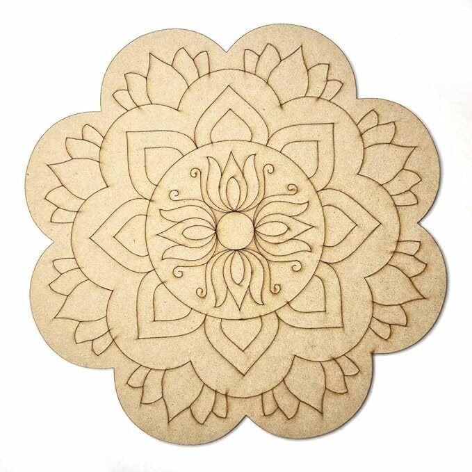 Sure Laser Cut Mdf Flower Cutout Pre Marked Wooden Shapes For Art And Crafts Work Home, Room Decor Artistic Diy Work Art (12 Inch)
