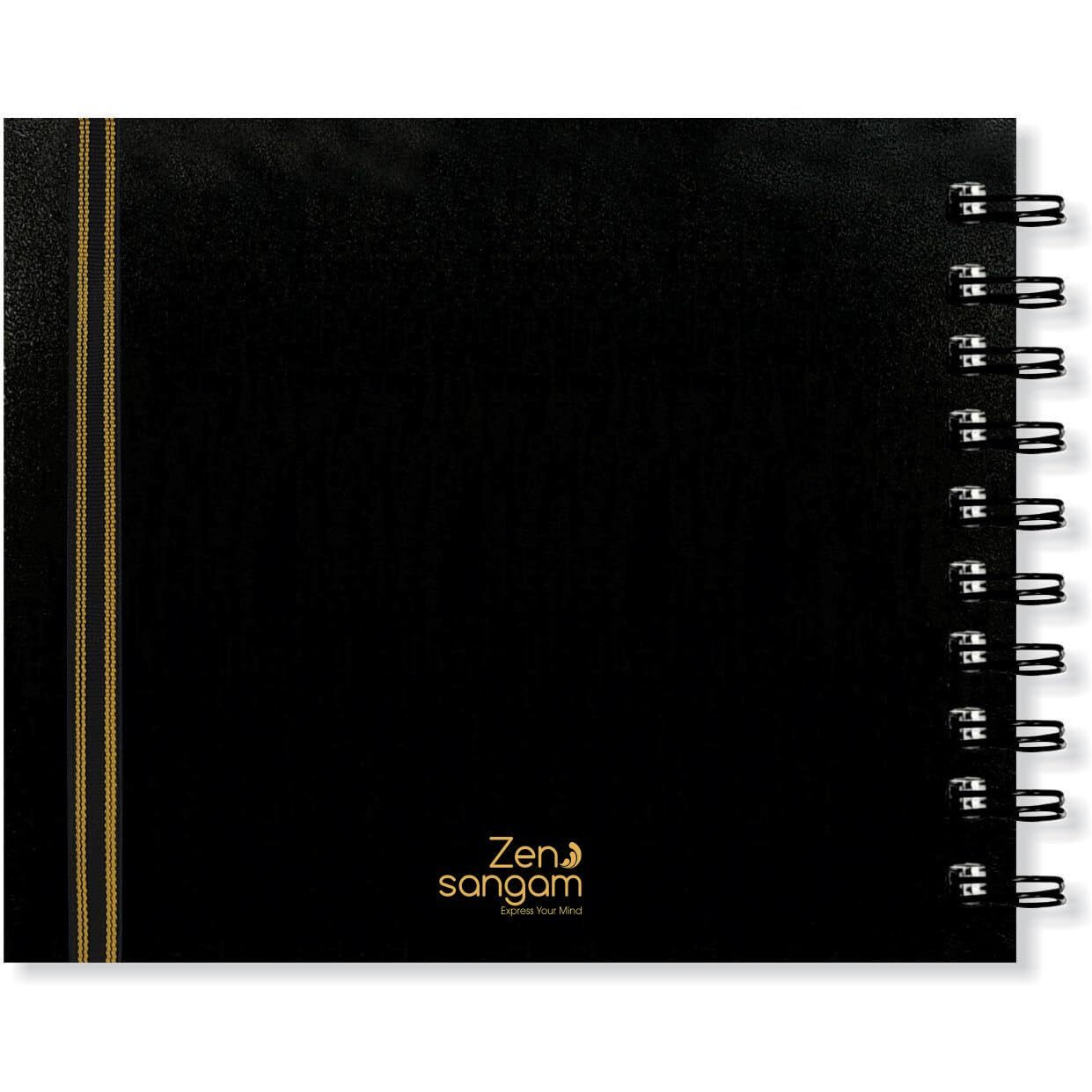 Zen Sangam Artists - A5 Spiral 250 Gsm Black Paper Sketchbook Journal - Landscape - Smooth Surface - 25 Sheets (50 Pages) - Size (14.8X21Cm) - Zen Black - Gouache, Acrylics, Metallic, Glitter, Gels