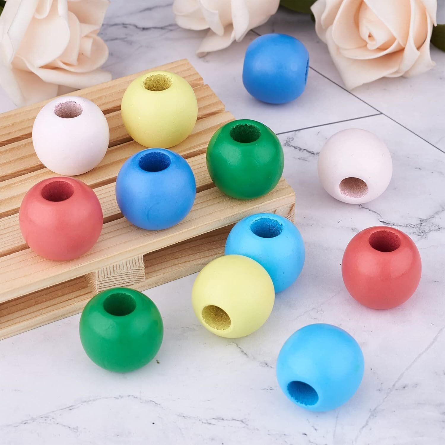 Diy Crafts 130, Large Hole Natural Wood Loose Beads Rondelle Round Wooden Spacer Beads Hair Dreadlocks Beads 8Mm For Macrame Jewelry Craft Making For Women Diy Bracelet Necklace Jewelry M(130)