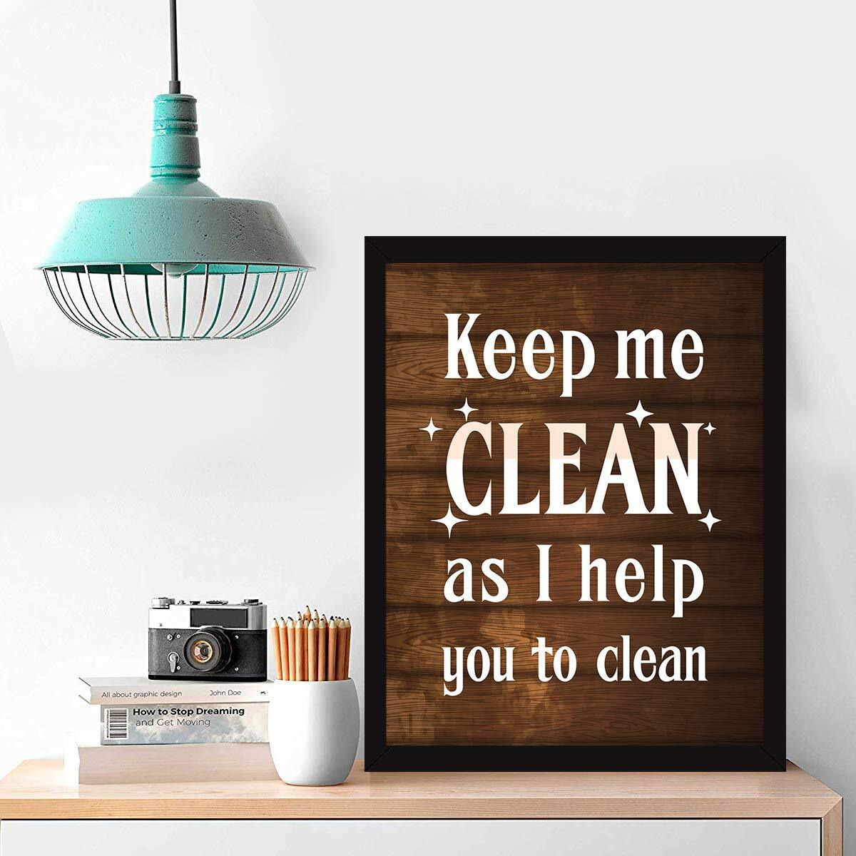Chaka Chaundh Engineered Wood Bathroom Posters With Frame - Washroom Quotes Frames - Etiquette Rules Poster (14 X 11 Inches)