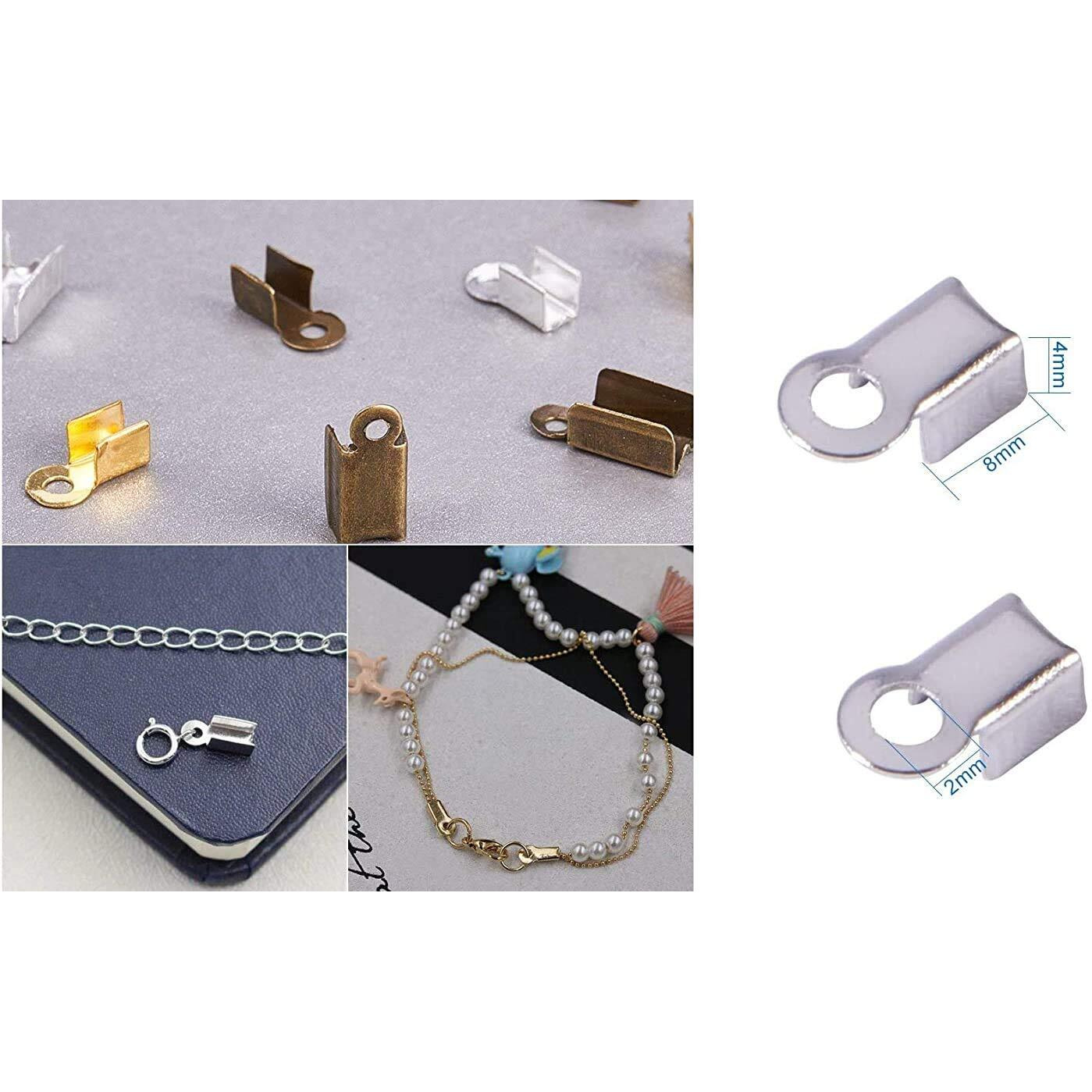Diy Crafts Pack Of 200 Pcs, Silver Package Include As Title, About 200 Pcs 304 Stainless Steel Fold Over Cord Ends Terminators Crimp En(Pack Of 200 Pcs, Silver Package Include As Title)