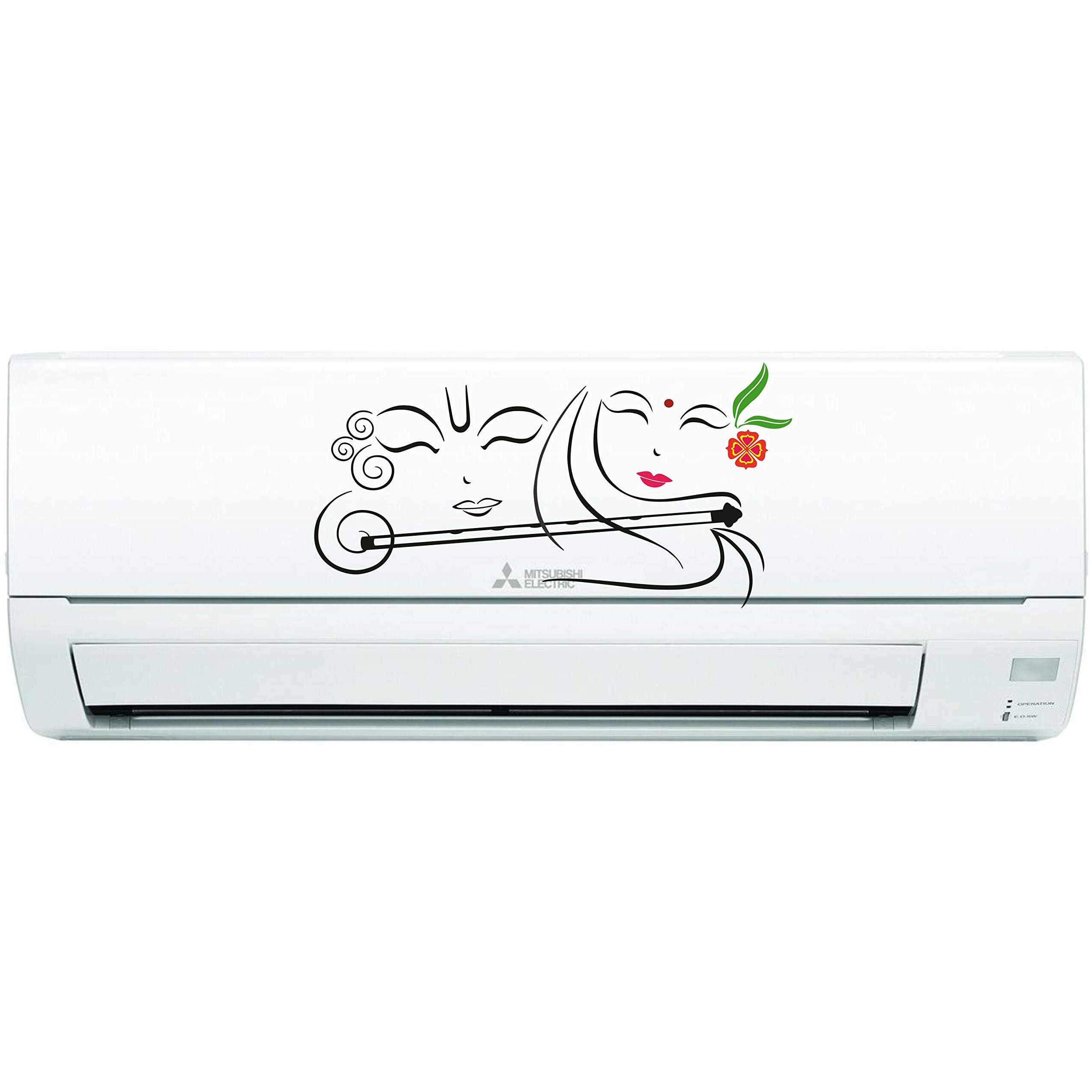 Ac Sticker Krishna Decorative Air Conditioner Pvc Sticker For Home Dcor Bedroom Living Room Hall Guest Room (Multicolor, 19 Cm X 35 Cm)