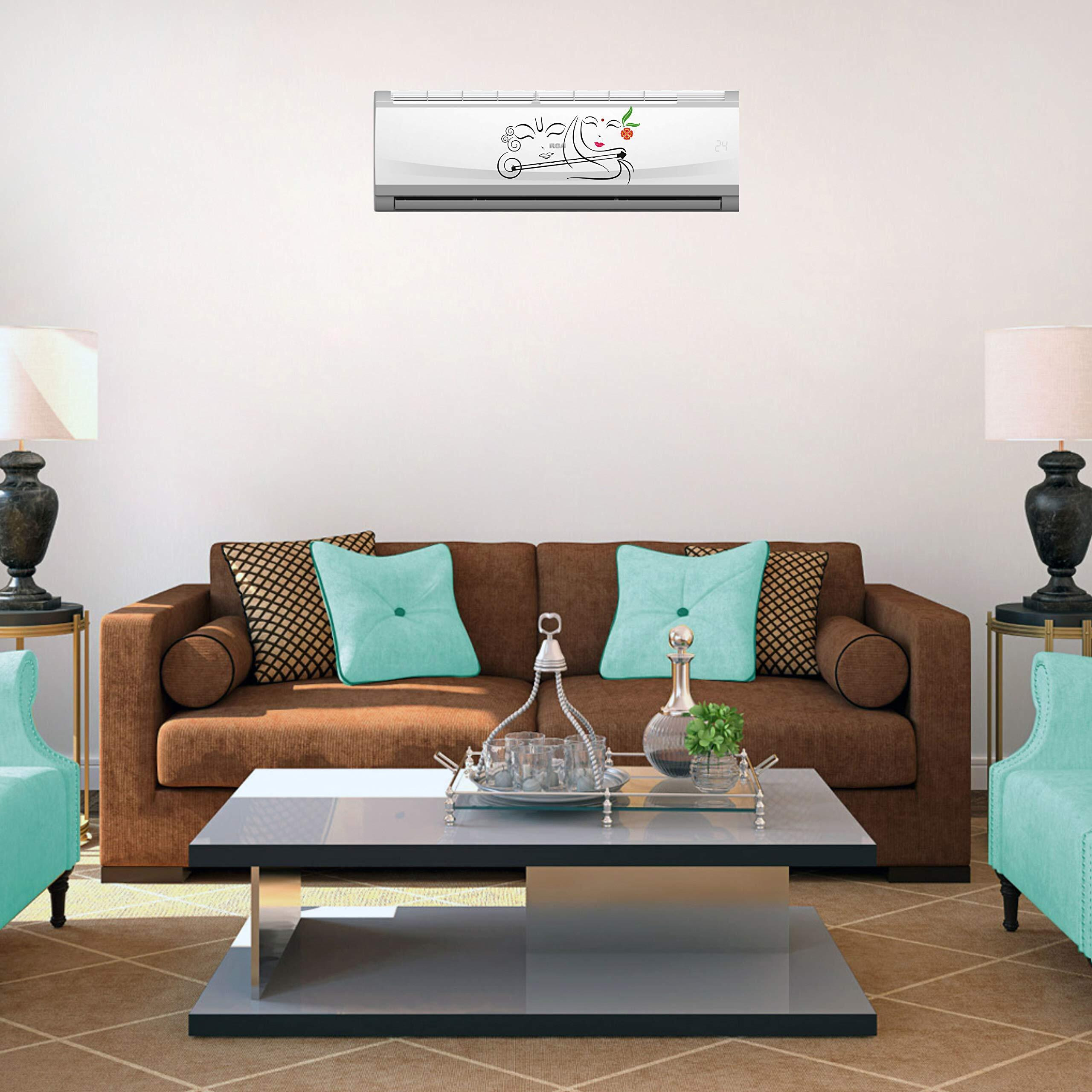 Ac Sticker Krishna Decorative Air Conditioner Pvc Sticker For Home Dcor Bedroom Living Room Hall Guest Room (Multicolor, 19 Cm X 35 Cm)