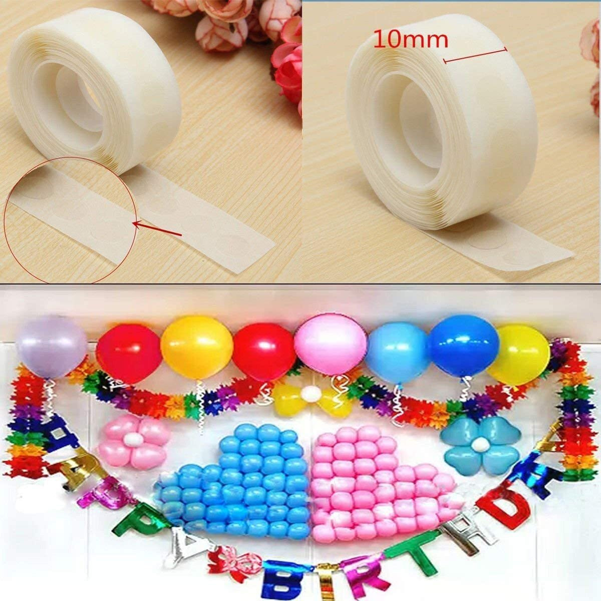 Pryfil 200Pcs Balloon Glue Dot Point Dots Removable, 2Rolls (100 Pieces Each Rolls)|Glue Dot Tape For Balloons | Glue Dot For Balloons Decoration | Ceiling Balloons Tape