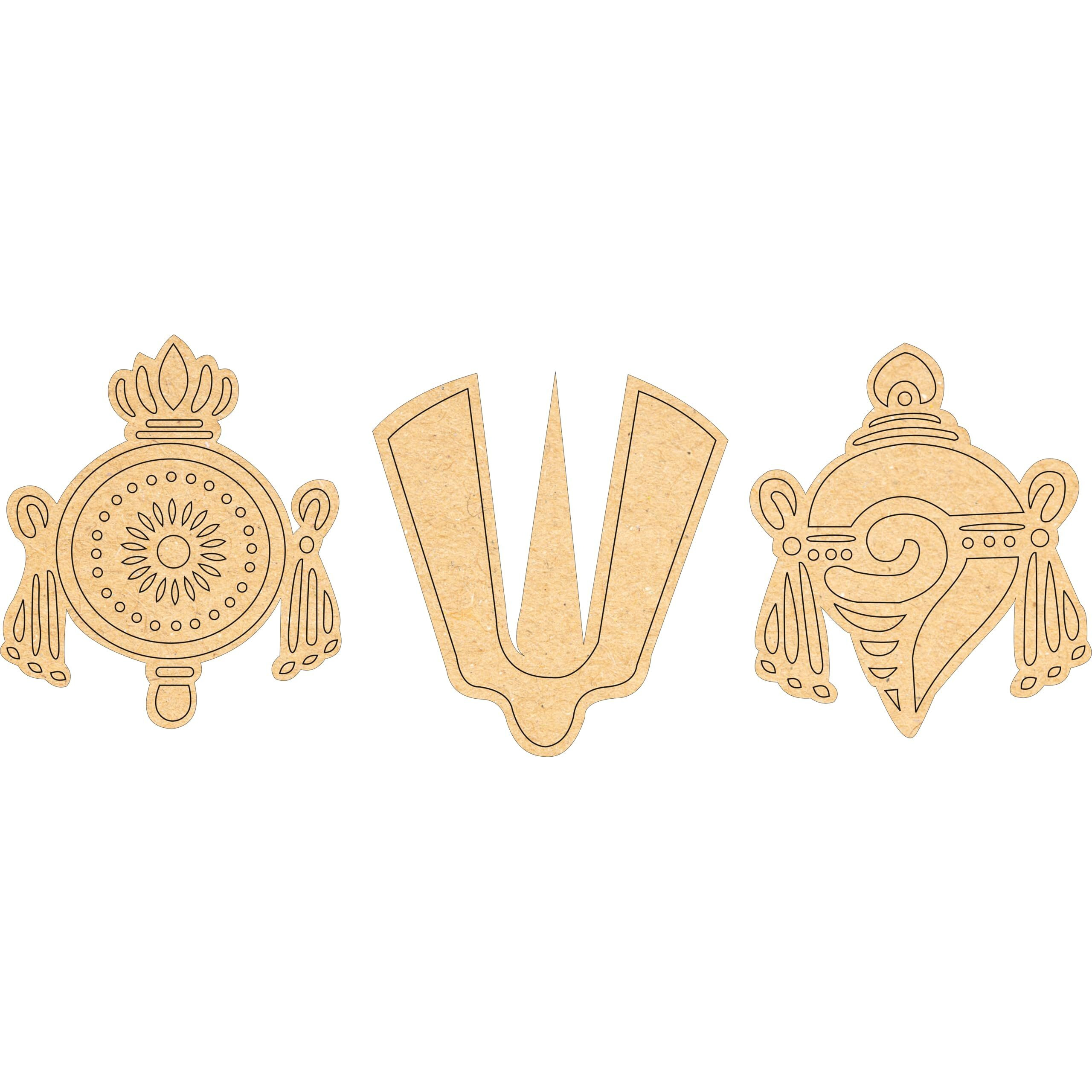 Sure Laser Cut Sankhu Chakra Namam Cutouts - House Warming & Pooja Decor - Indian Festive & Wedding Decor (10 Inch)