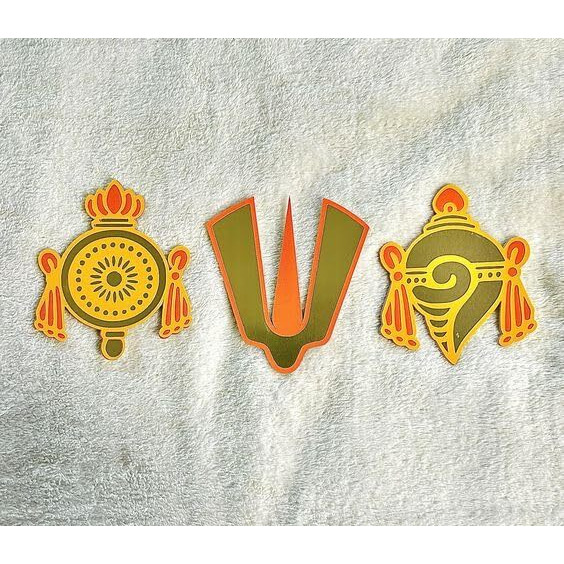 Sure Laser Cut Sankhu Chakra Namam Cutouts - House Warming & Pooja Decor - Indian Festive & Wedding Decor (10 Inch)