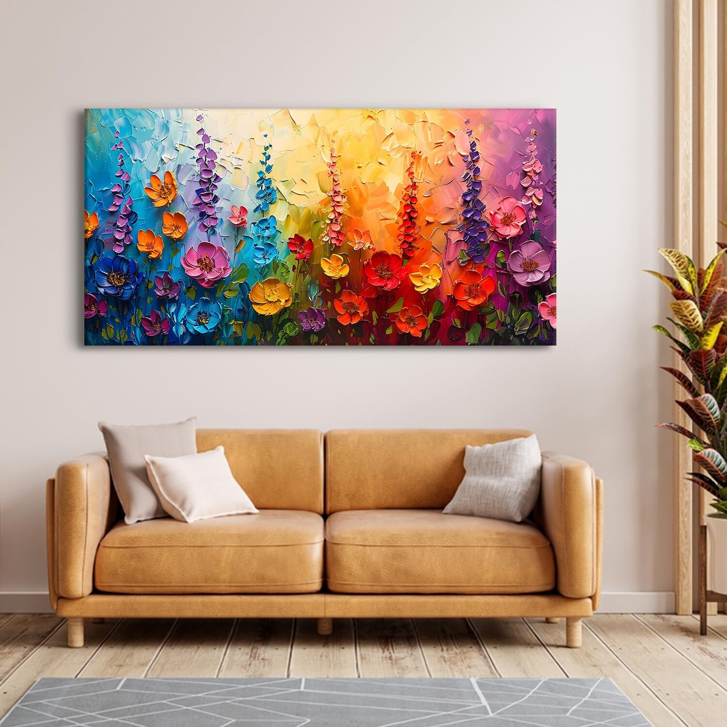 Printelligent Unframed Rolled Art Print. Abstract Flower Canvas Wall Painting For Home Dcor And Office Walls. Unframed Floral Canvas Painting For Wall Decor. (B)