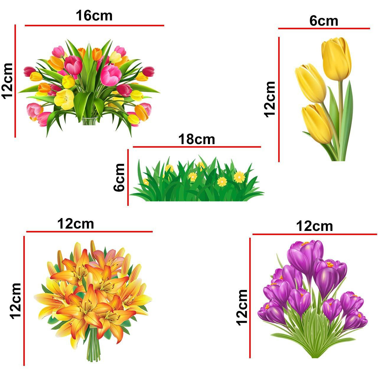 Decopix Pvc Vinyl Flower - Decorative Wall Sticker Combo Pack (Sm4002, Multicolour)-Set Of 5