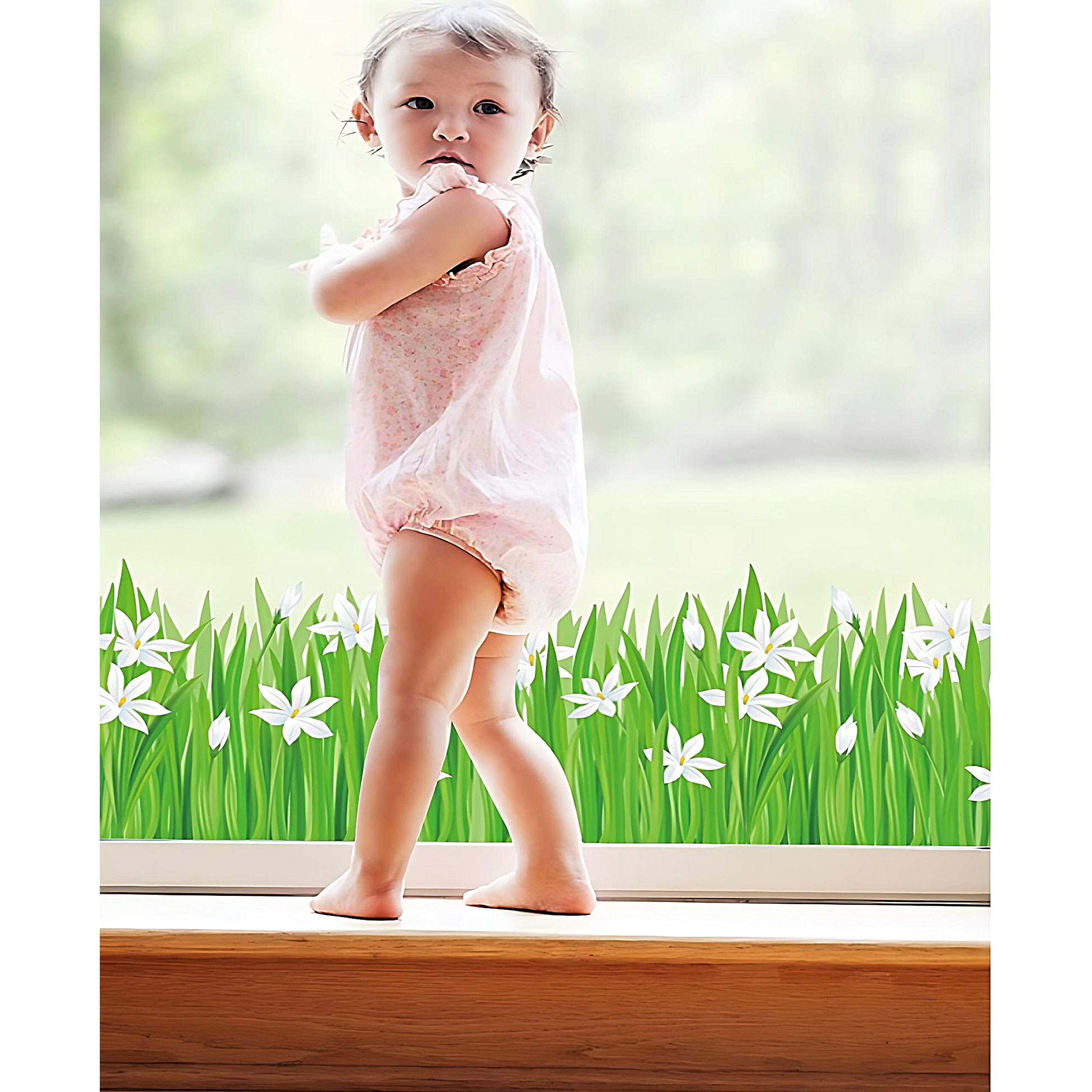 Jaamso Royals Flowers With Grass And Butterfly Wall Stickers For Living Room Flowers, Floral Wall Stickers, Flower Sticker, Nature Wall Stickers, Garden Stickers For Walls Of Home (Sayuri Grass)