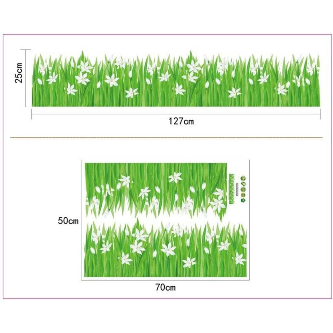 Jaamso Royals Flowers With Grass And Butterfly Wall Stickers For Living Room Flowers, Floral Wall Stickers, Flower Sticker, Nature Wall Stickers, Garden Stickers For Walls Of Home (Sayuri Grass)