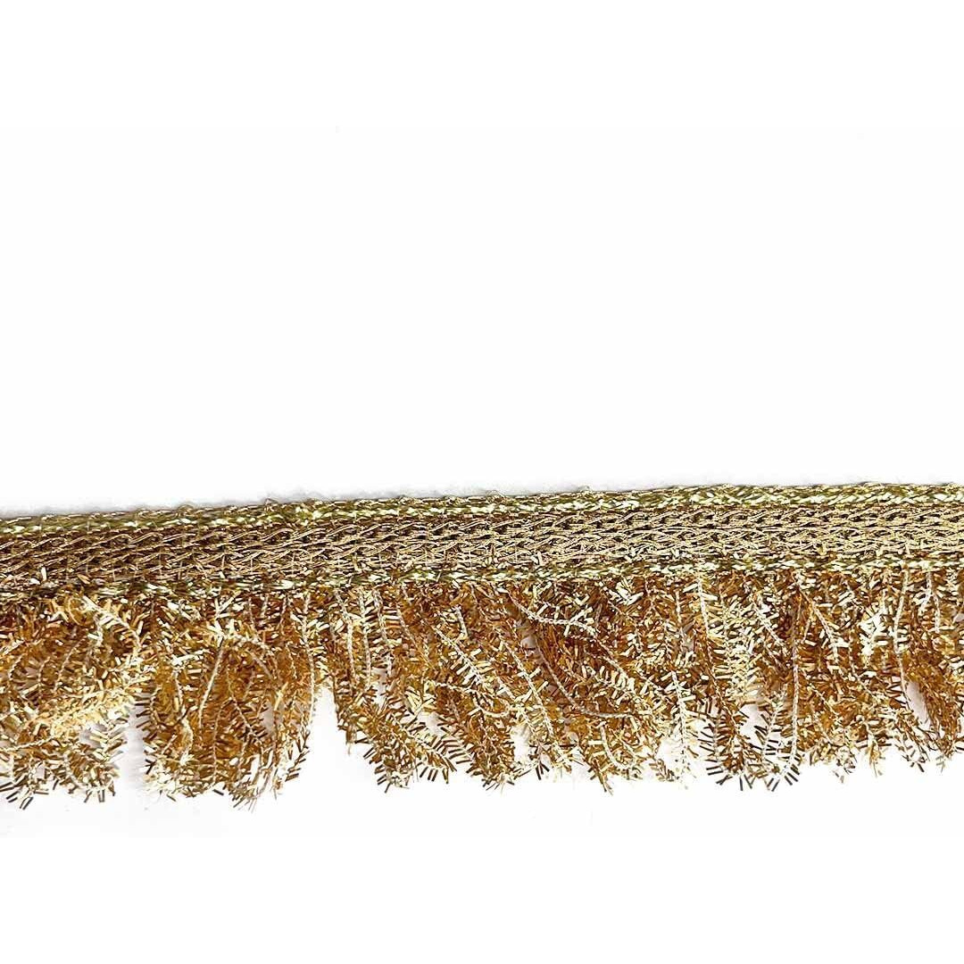 Adikala Golden Frilled Jhalar Lace Suitable For Dupatta, Saree, Suit, Lehenga, Saree & Dupatta, Home Furnishing, Diy Art & Crafting, Etc -9Mtr Approx
