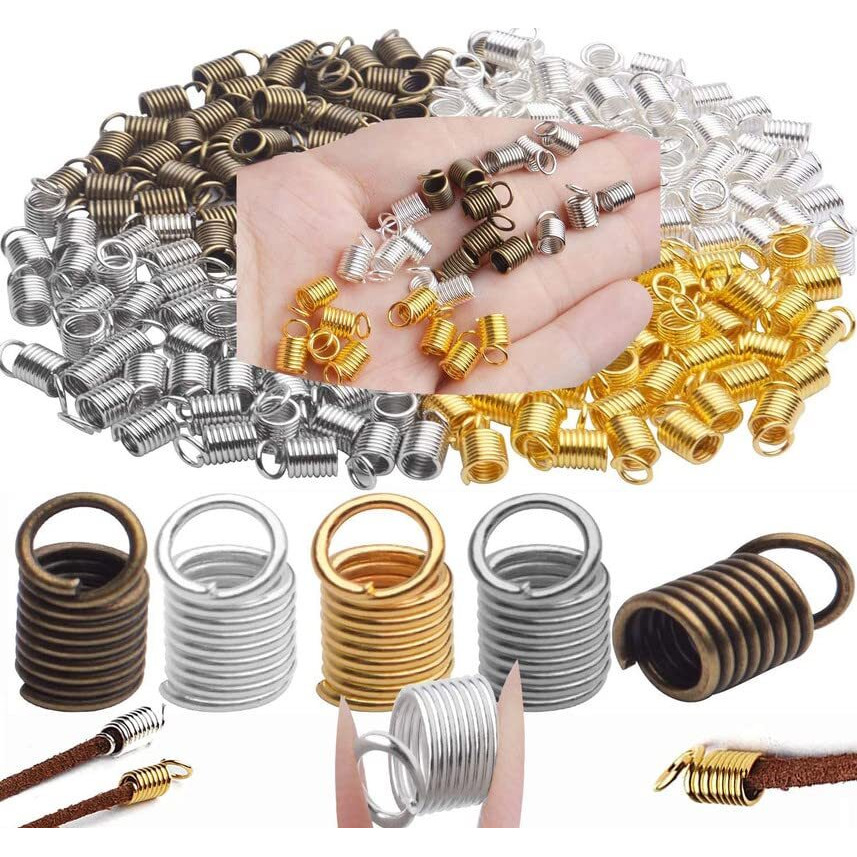 Diy Crafts 50 Pcs, Antique Bronze, Cord Ends Caps, As Choice X Coil Cord Ends Metal Alloy Leather Cord Ends Caps For Diy Handmade Ornaments Jewelry Making (50 Pcs, Antique Bronze)
