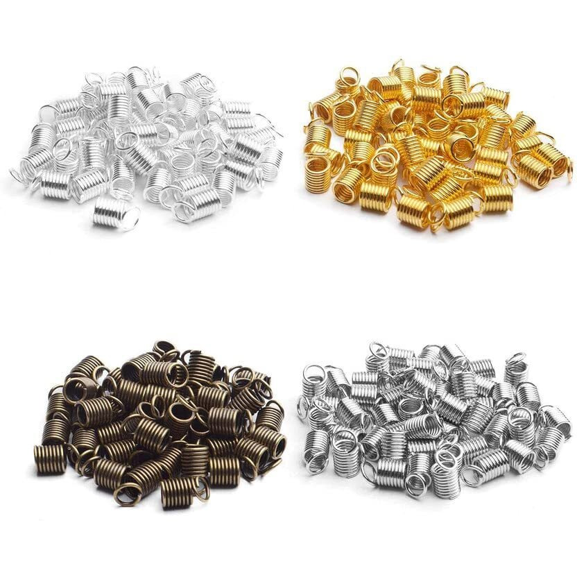 Diy Crafts 50 Pcs, Antique Bronze, Cord Ends Caps, As Choice X Coil Cord Ends Metal Alloy Leather Cord Ends Caps For Diy Handmade Ornaments Jewelry Making (50 Pcs, Antique Bronze)