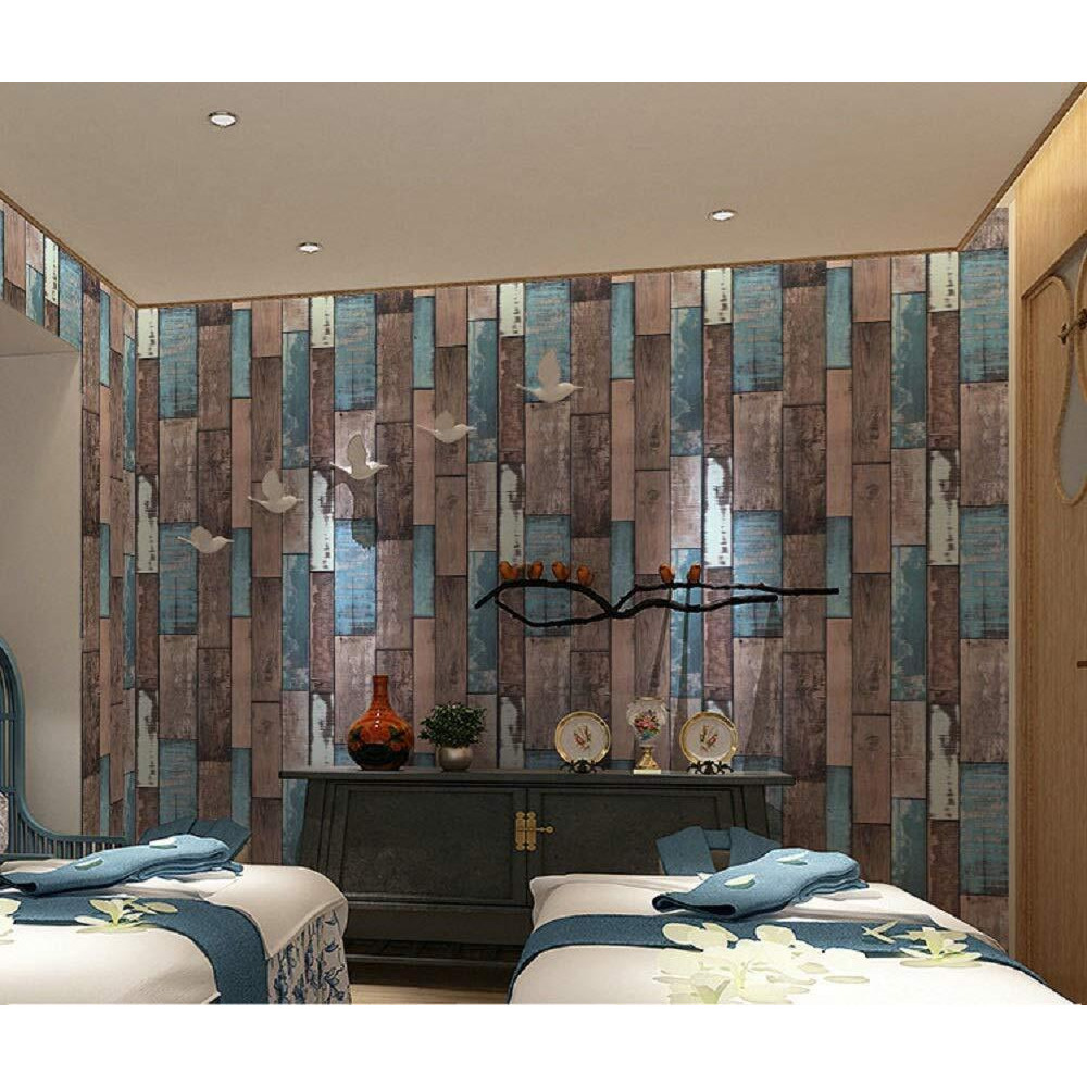 Wallgenics Vinyl Pvc Paper Self Adhesive Wall Window Door Sticker (1.96 X 18.89 X 1.96 Inches, Brown Blue)