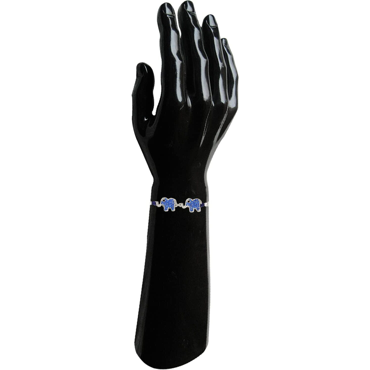 Mahi Dual Elephant Shape Blue Crystals Rakhi For Bhaiya/Brother (Ra1100688R)