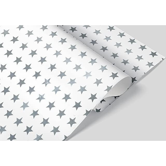 Sejascollections Gift Wrapping Paper,Gifts Wrap Sheets,Packing Paper Sheet For Packing,Diy Birthday,Christmas,Wedding Size 27 X 19 Inches(Pack Of 20,Star Silver)