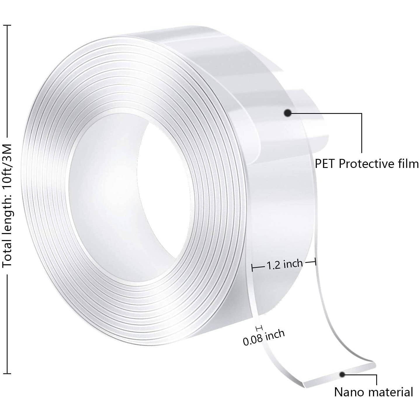 Thea Dual-Sided Mounting Tape 10Ft Multipurpose Strong Tape Wall Adhesive Strip Removable, Reusable Two Sided Gel Grip Tape With Strong Sticky Picture Poster Carpet Tape For Home Office, Pack Of 1